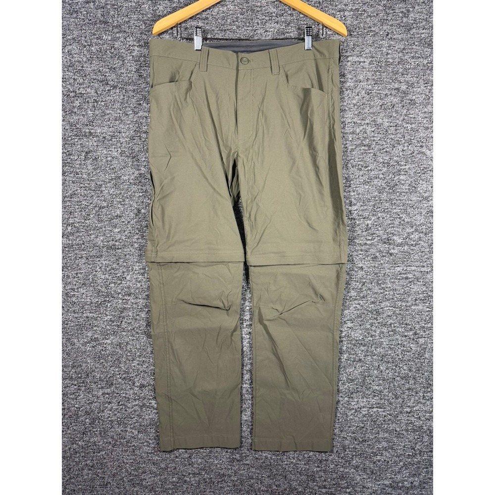 Eddie Bauer First Ascent Mens 35x31 Convertible Hiking Pants Olive Green Zip Off